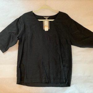 Tommy Bahama Black Linen Short Sleeve Tee Shirt Size S